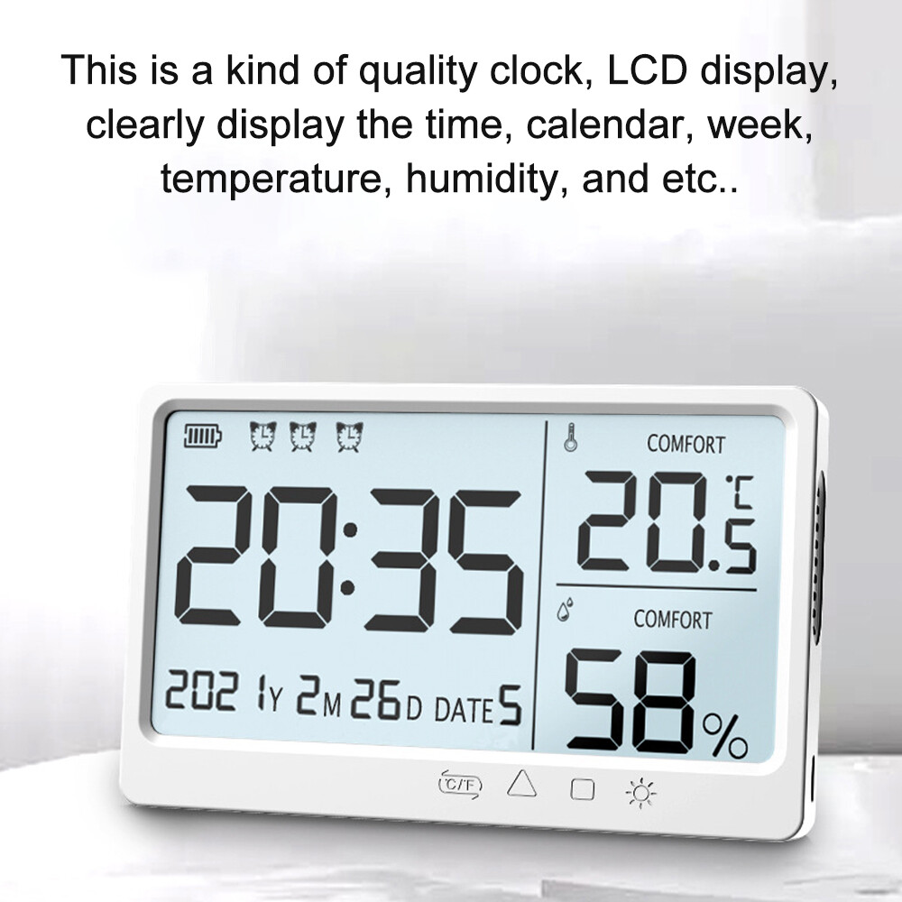 Đồng hồ báo thức Smart Sensor đo nhiệt độ ẩm màn hình LCD-INTL