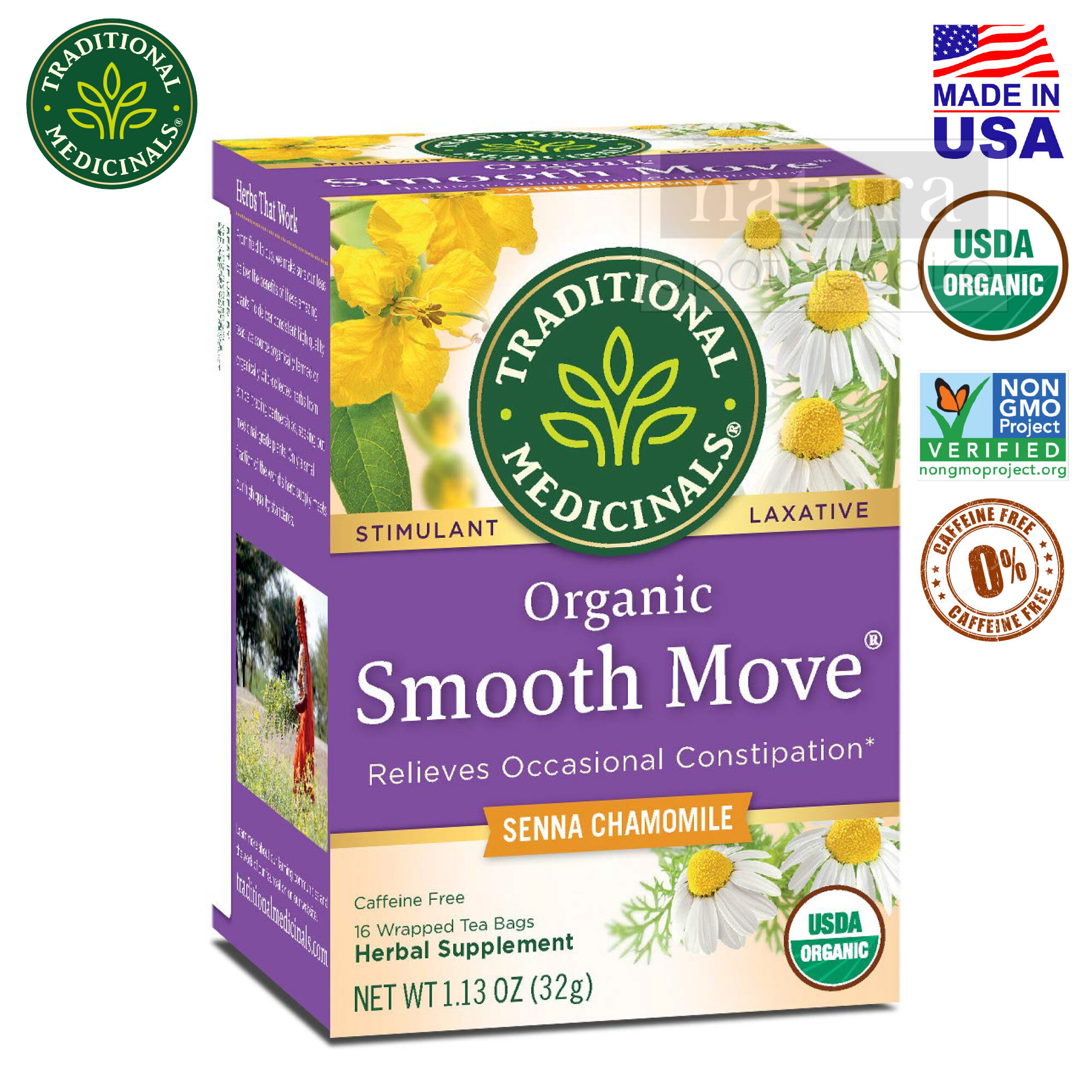 Traditional Medicinals, Organic Smooth Move Tea, Senna Chamomile