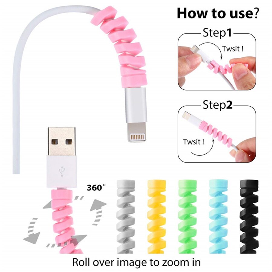 Cáp Xoắn Ốc Bảo Vệ Dây Dữ Liệu Cuộn Chỉ Silicon Cáp Sạc USB Type-C Android Điện Thoại Di Động Bảo Vệ