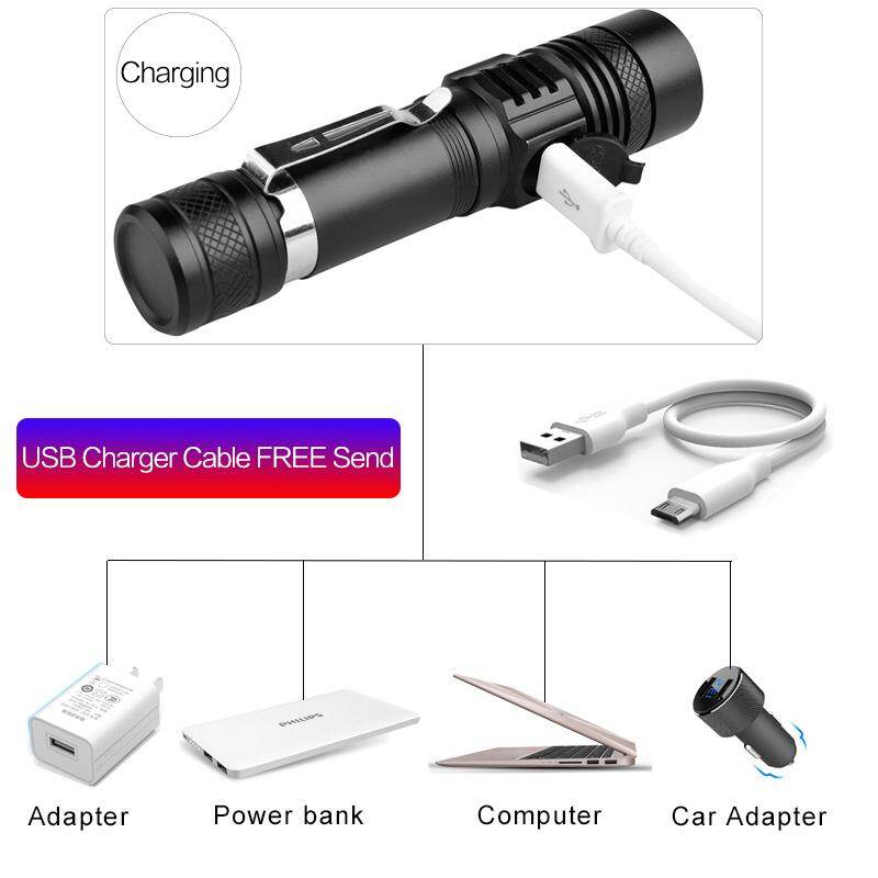 USB Rechargeable Ultra Bright LED Flashlight led torch lanterna Bicycle Light Use18650 Battery For cycling outdoors OUA3039