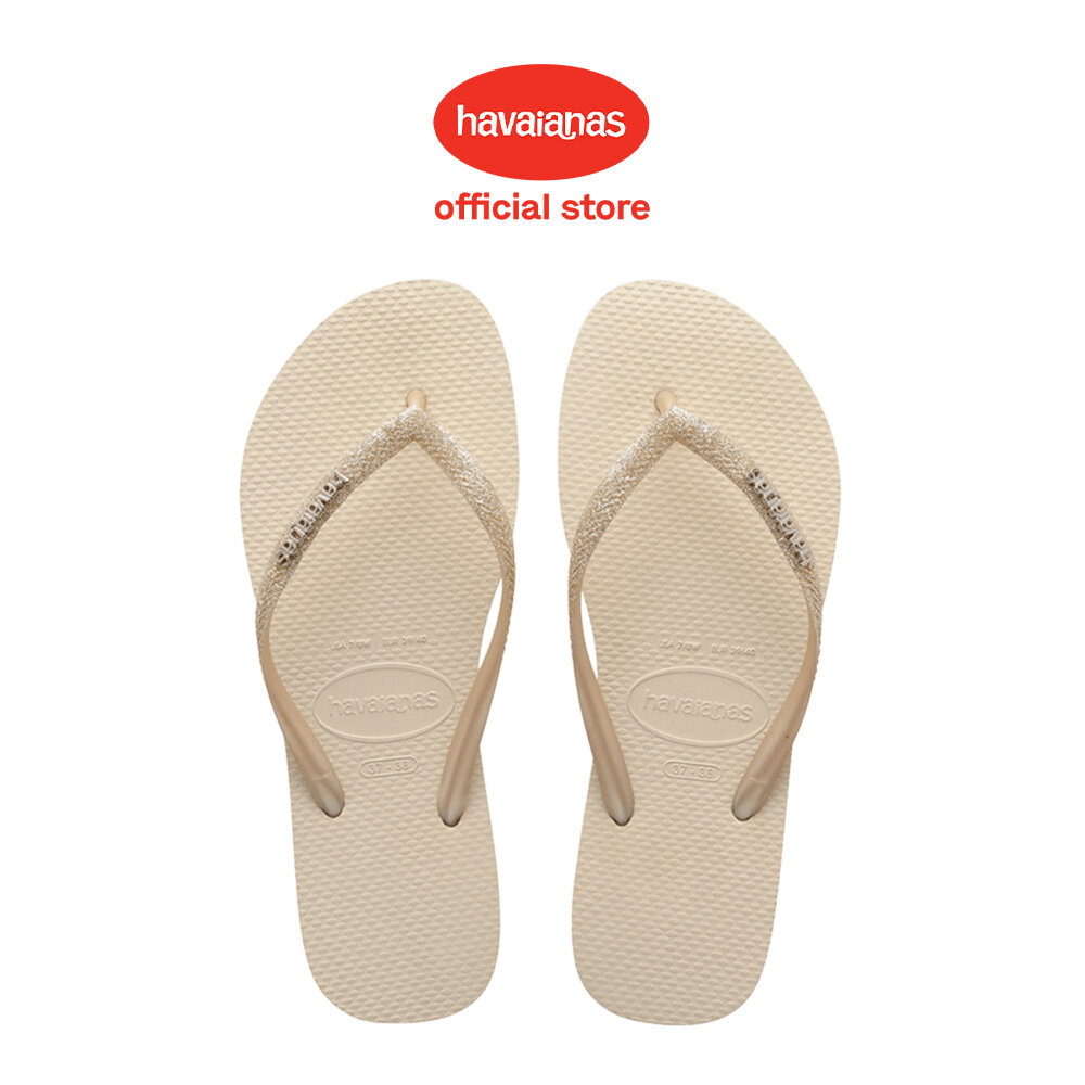 Havaianas Women Slim Glitter II Flip Flops - Beige | Lazada
