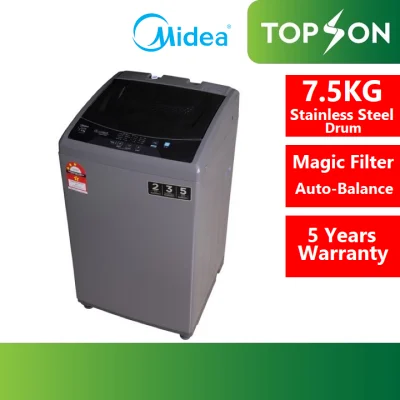 Midea 7.5KG Full Auto Washing Machine MFW-EC750 / MFW-E75S Top Load Washer Mesin Basuh