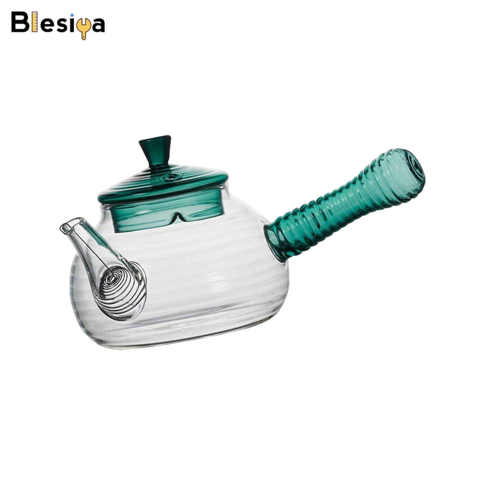Blesiya High Borosilicate Glass Teapot Hand Blowing Clear 600ml for Loose Leaf Tea