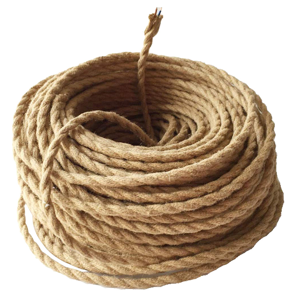 【Miss Lan】GreenSun LED Lighting 10m Electric Wire Rope, 2 Cores Linen Cable Lighting Rope Vintage Copper Wire Coated Retro Braided Industrial Rope for DIY Pendant Lamp