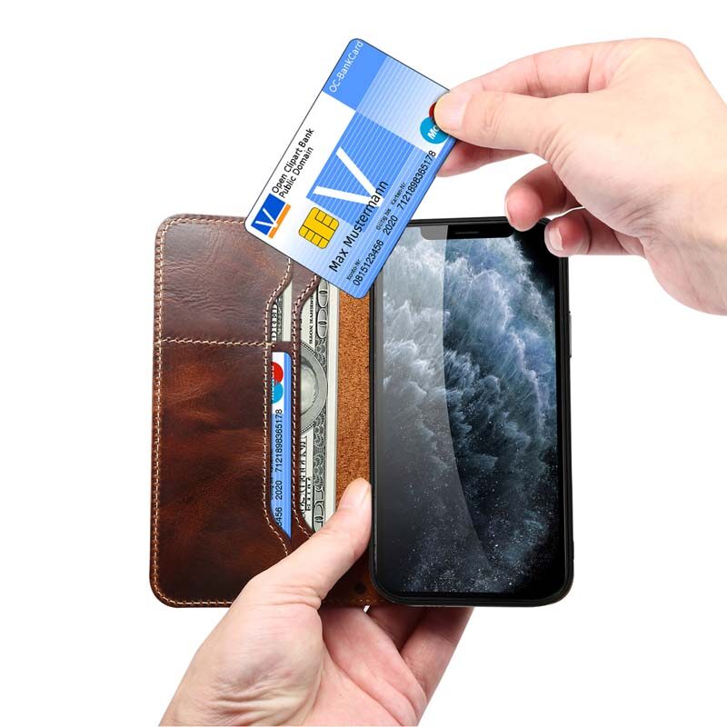 Bao Da Thật Cho iPhone 13 Pro Max IPhone13 Ốp Ví Mini Có Dây Đeo Tay