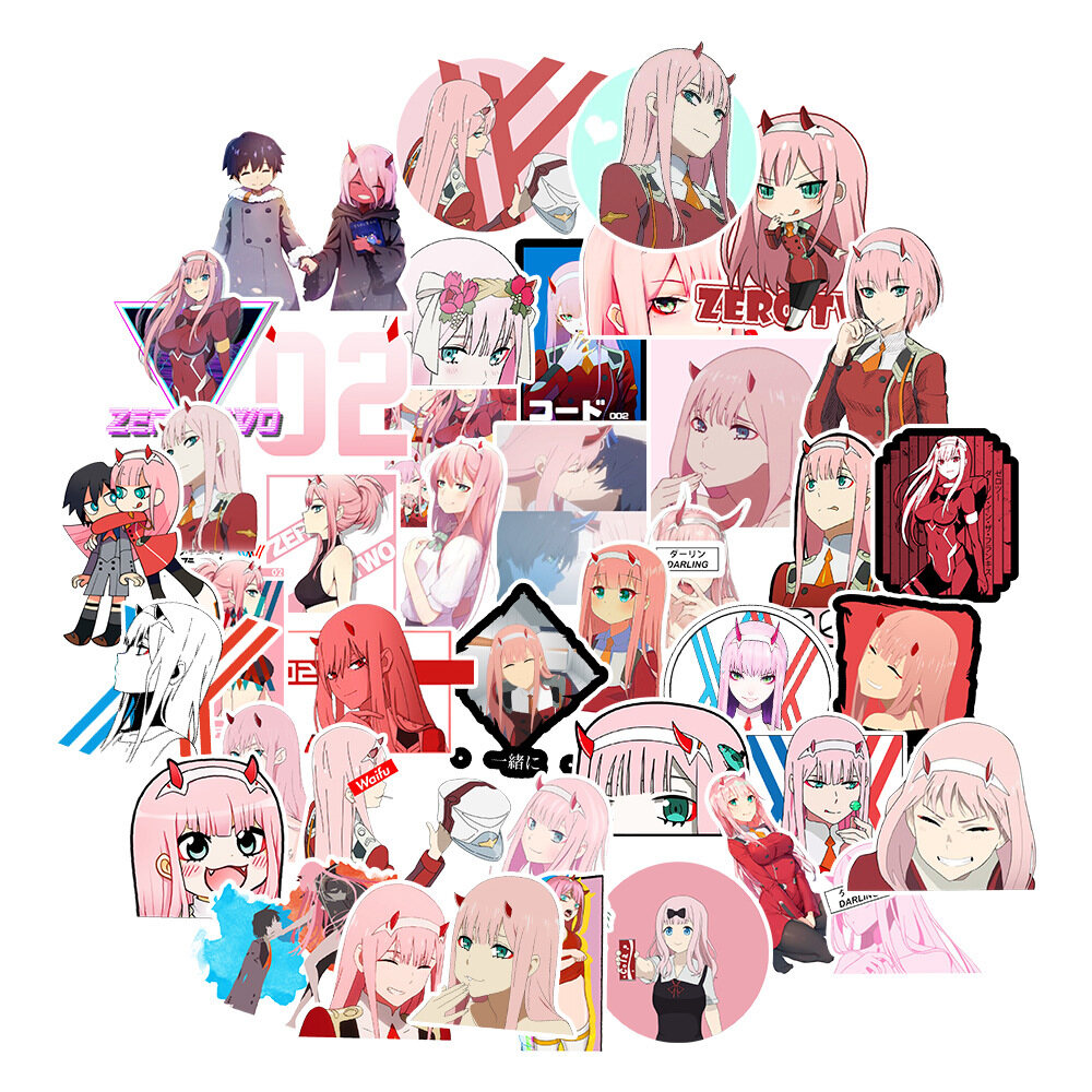 TM 50pcs/set Anime Theme Pink Hair Girl Pattern PVC Waterproof Graffiti Sticker Creative Personality Laptop Guitar Water Cup Skateboard Helmet Motorcycle Decoration