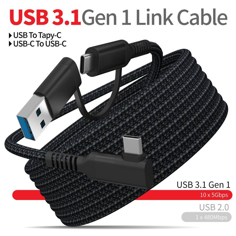 RIXINNY Cáp USB 3.0 Type C Di Động 90 Độ Khuỷu Tay Cho Oculus Quest 2 Cáp Trực Tuyến Phụ Kiện Tai Nghe VR Cáp Dữ Liệu Sạc Nhanh Cáp Sạc Nhanh Cho Quest 2 Cáp Liên Kết Dây Dữ Liệu