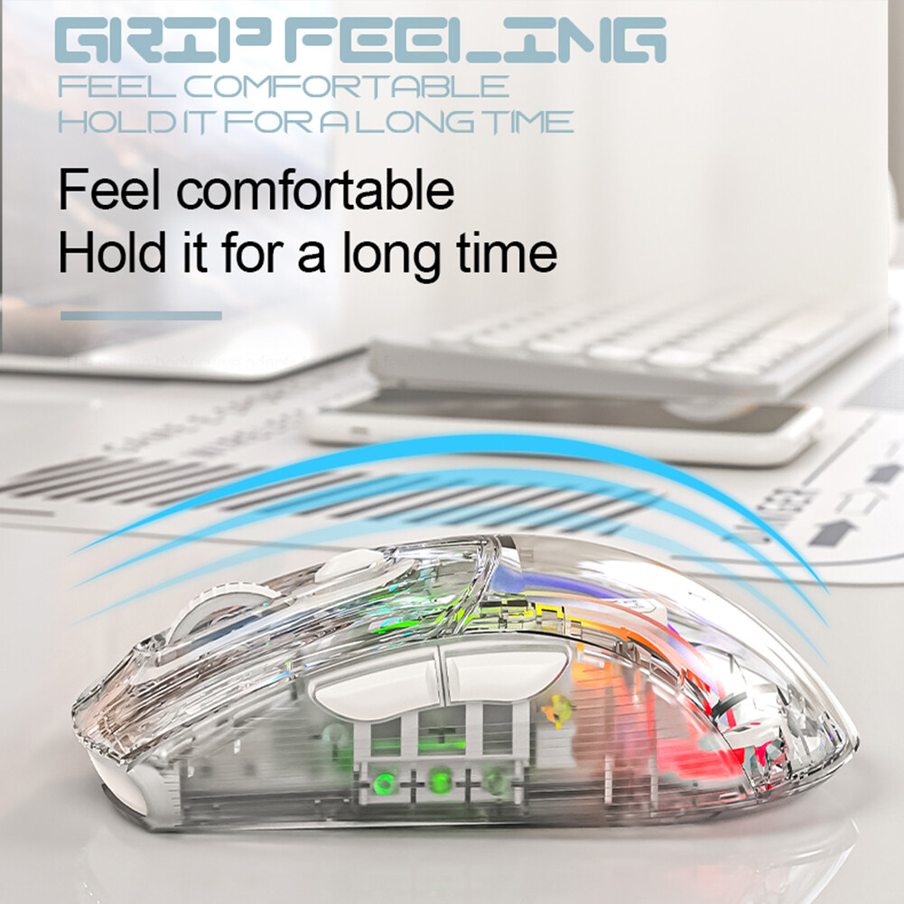 Wired Wireless Gaming Mouse RGB Light Adjustable Transparent Game Mouse Bluetooth-compatible Creative Mouse Comfortable for Desktop Notebook Computer
