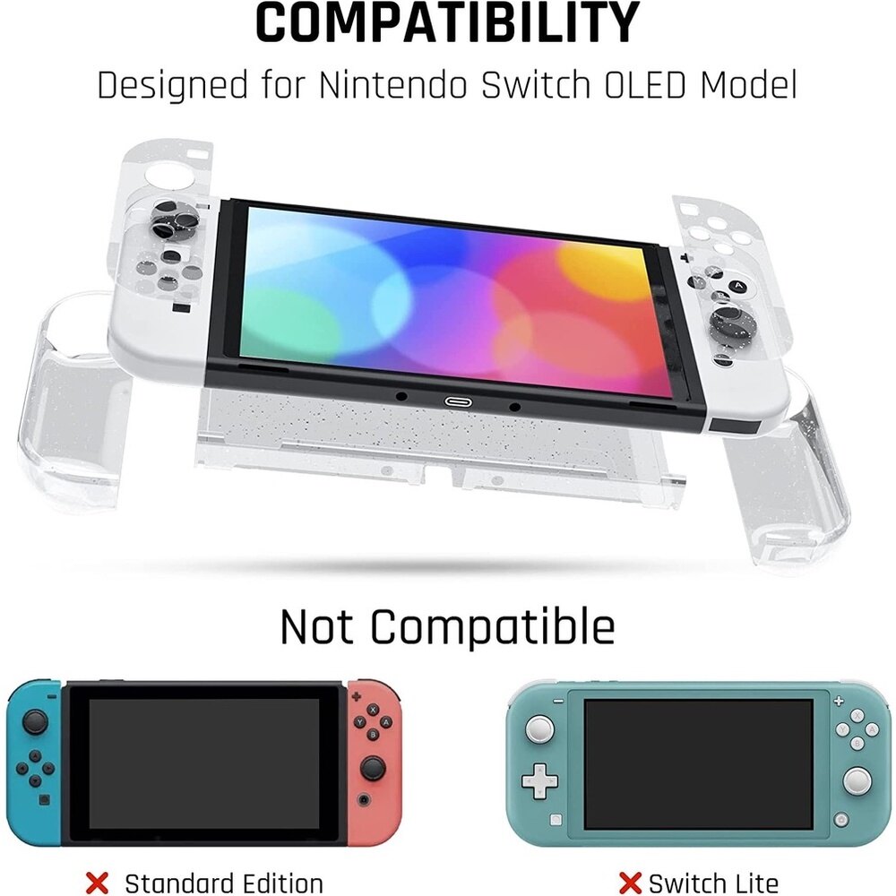 Nintendo Switch Oled Dockable Clear Case Protective Cover for NS Switch Oled Flash Hard Shell