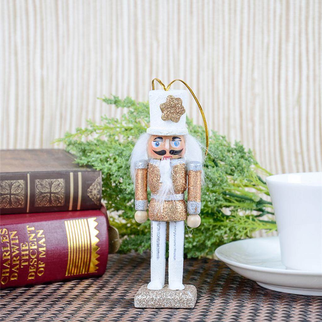Fityle 15Pcs 12cm Wooden Nutcracker Solider Figure Model Puppet Doll Handcraft for Children Gifts Christmas Home Office Decor Display