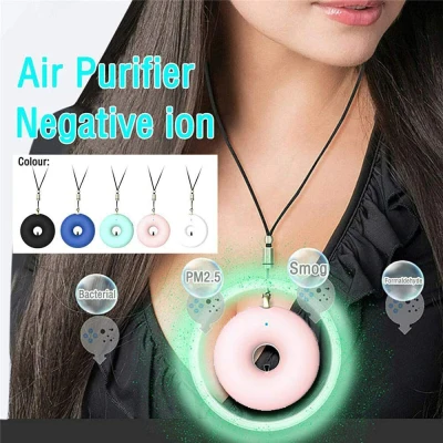 Mini Portable Air Purifier Necklace Wearable Negative Ion Generator Personal Air Purifier Necklace for Adults Kids Rechargeable