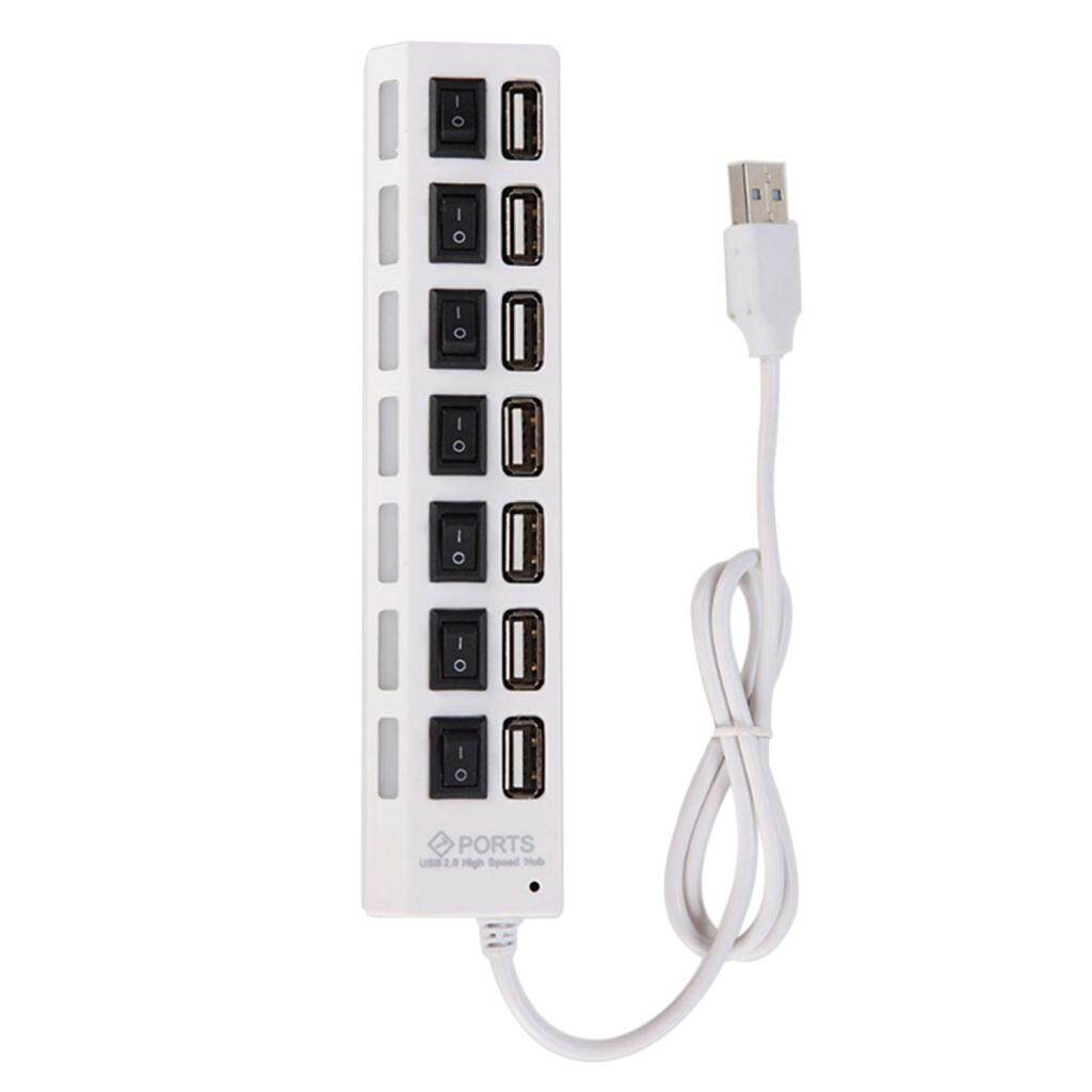 Hub USB 2.0 7 Cổng, Với Công Tắc Nguồn LED Riêng Lẻ, Bộ Chia Dữ Liệu Di Động Mỏng Cho...