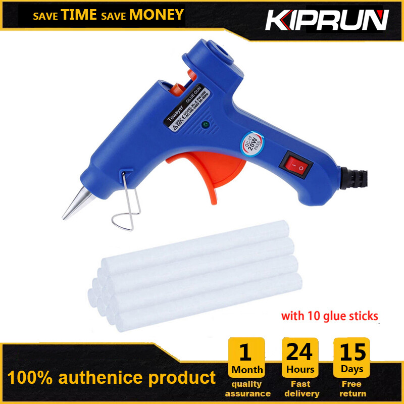 [Ready Stock] KIPRUN Hot Melt Glue, 20W High Temperature Hot Melt Adhesive Trigger Repair DIY Tool, Electric Silicone Glue Stick With 10 7mm ×100mm Glue Stick