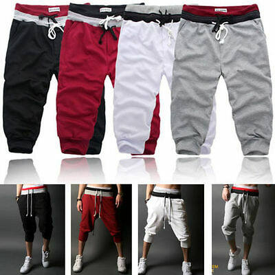 Mens Sports Sweatpants Jogger Training Capri Pants Casual Loose Bottoms Trousers