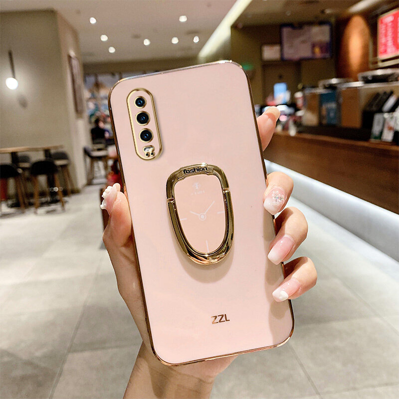 Ybd plating phone case for huawei p20 pro p20 lite p30 pro p30 lite p40 pro luxury casing precise camera protection cover with phone holder