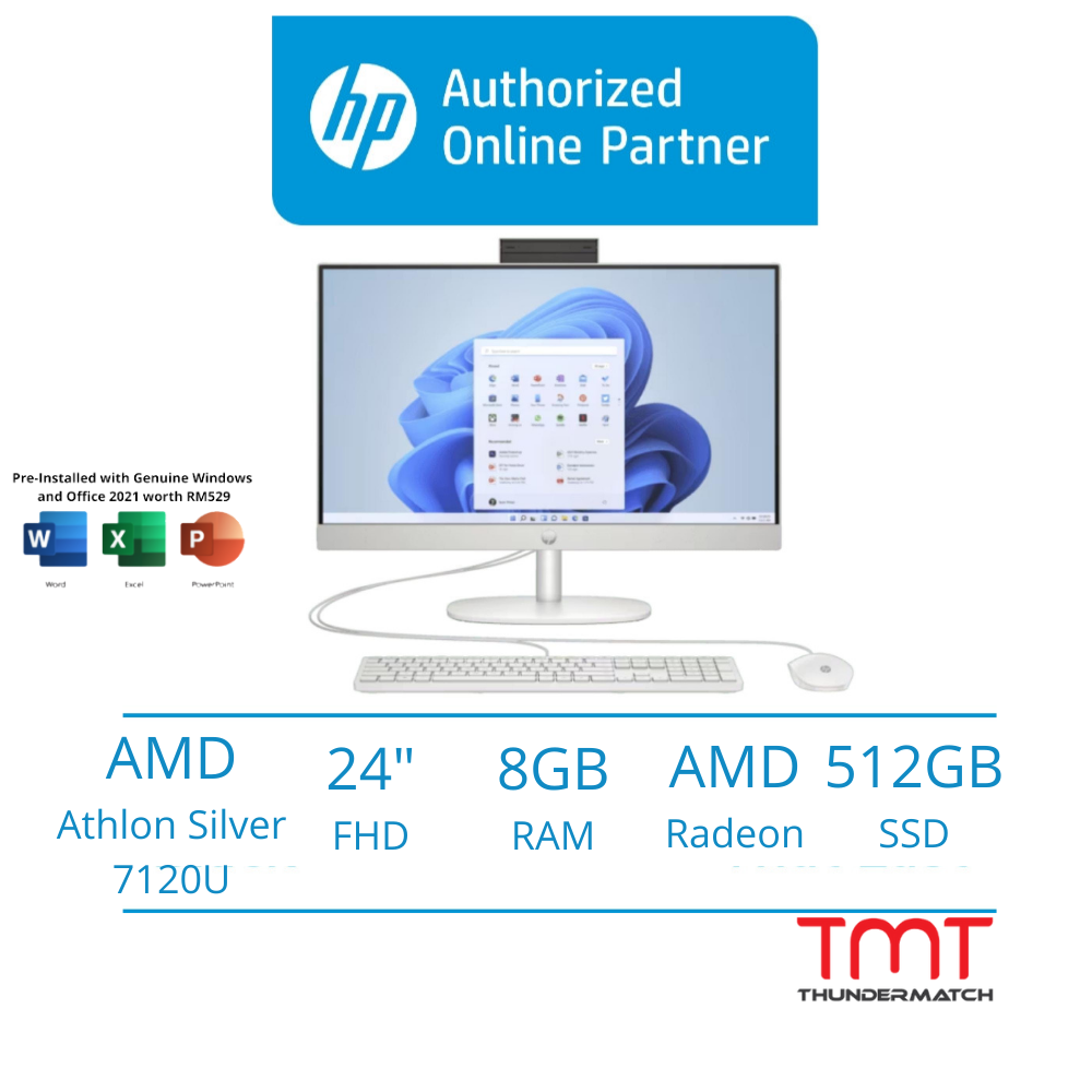 HP AIO 24 CR0021D All In One Desktop Shell White AMD Athlon Silver   6424545c757d73f153655e2b4f3d724a 