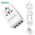 ORIA Travel Adapter, Universal Power Adapter, 4 USB Ports & 23W/4.6A Output Wall Charger, With UK/US/EU/AUS Multi Plugs for Mobile Phone