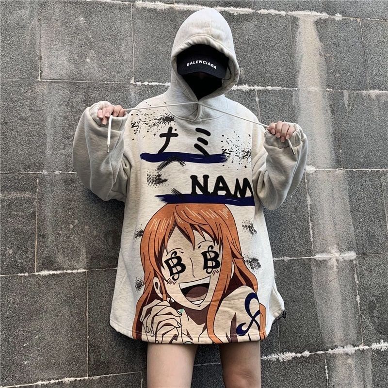 S 4xl One Piece Jacket Hoodie Graffiti Korean Hip Hop Style Pirate King Nami Suolong Anime Character Lazada Ph