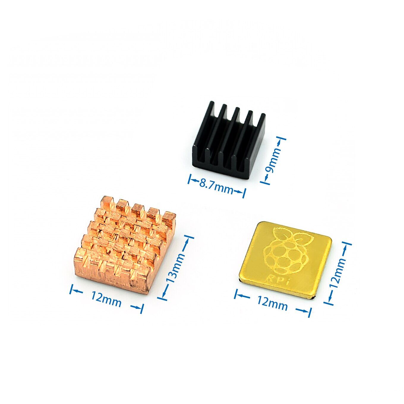 Raspberry Pi 3 Model B + Plus Heat Sink 1 Aluminum + 2 Copper with Logo Cooling Pad disipador Heatsink for Raspberry Pi 3 B+/3