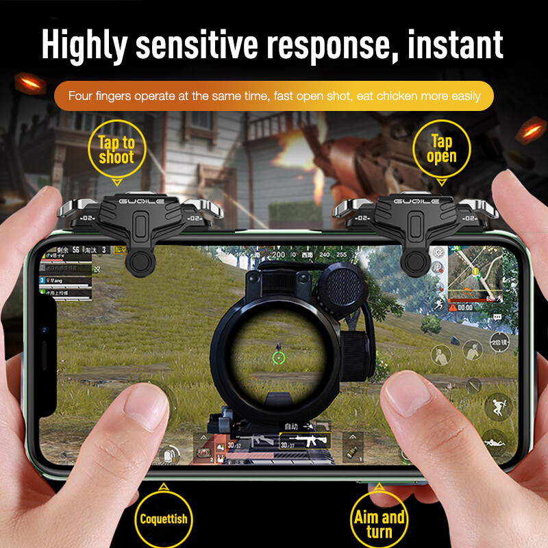 BlueWow GT02 L1R1 Sharpshooter Trigger Buttons Sensitive Shoot Physical Mobile Game Controller Mechanical Black Shaft Aim Buttons Gamepad Joysticks PUBG Fortnite Rules of Survival