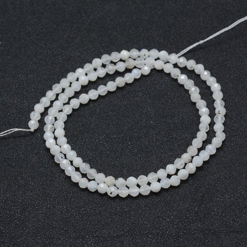 1 Strand Moonstone Beads Strands Round Faceted 3mm Hole: 0.5mm about 113pcs/strand 15.35 inch(39cm)