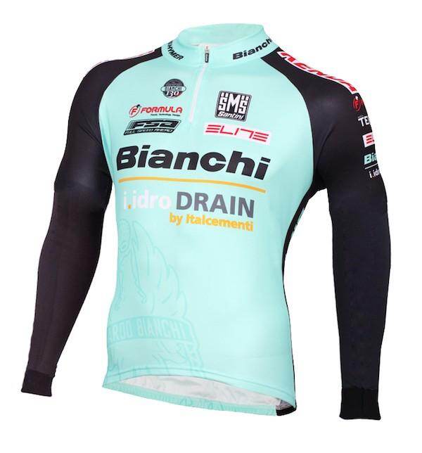 Men Long Sleeve Cycling Jersey Top Bianchi Shirt