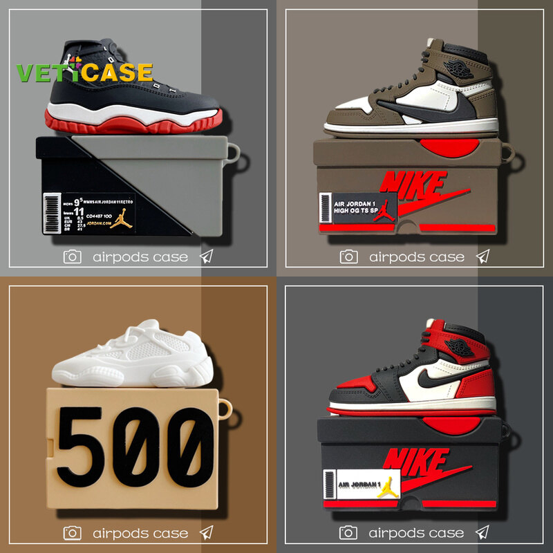 Fashion Air Sport Shoes Box Earphone Case for Apple AirPods Pro AirPods 1 2 3 New Pro2 Silicone Soft Cover Headphone Air Pods Casing Pouch Protective AirPod Accessories Red Brown Black White