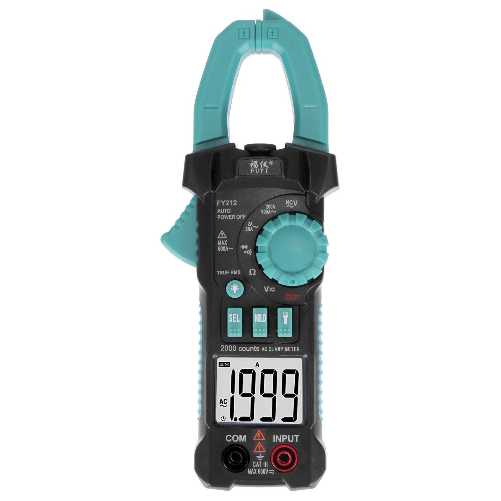 FY212 AC/DC Ammeter Multimeter Clamp Meter Intelligent Digital Multimeter Electrician Digital Display Intelligent Clamp Multimeter Multifunctional Clamp Meter