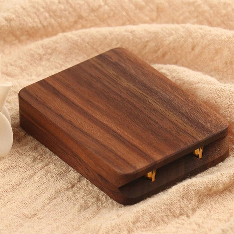 “{ ——： Engagement Flat Ring Box-Proposal Wooden Ring Box-Wedding Ring Box Gift