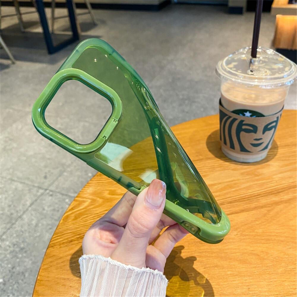 Vô Hình Đế giữ gập ống kính máy ảnh đế dạng nhẫn Trong Suốt Ốp điện thoại cho Iphone 15 14 13 12 11 12pro 13Pro Max Kẹo Mềm Cover Quay Lại