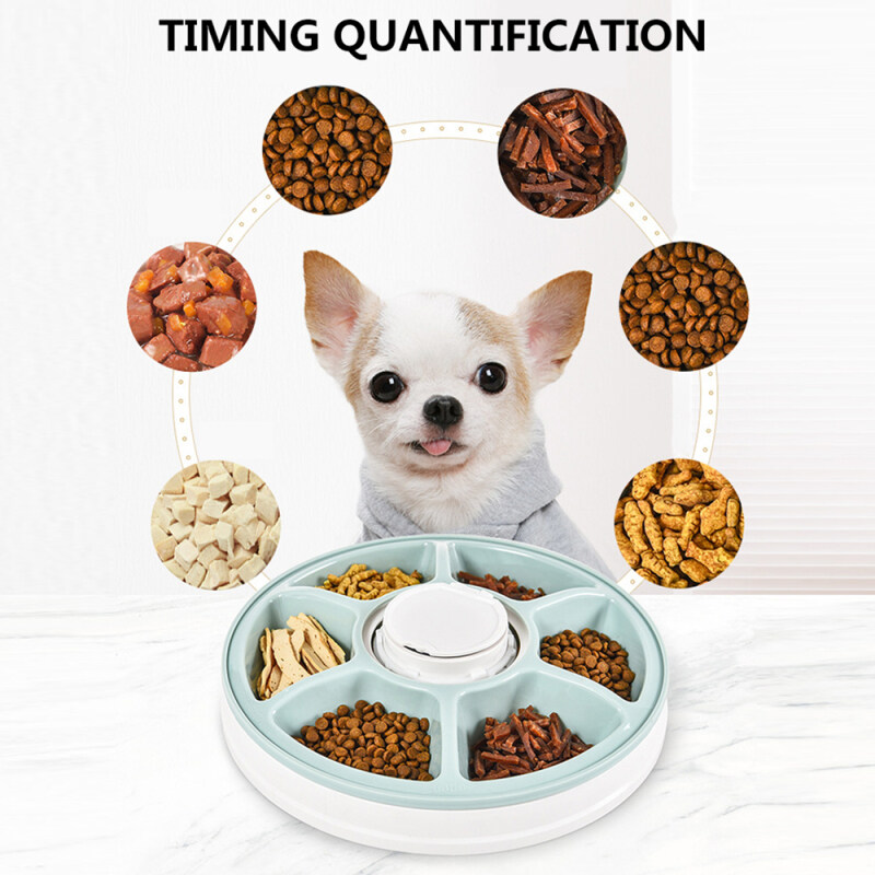 Máy Nhả Đồ Ăn Vật Nuôi Tự Động Thời Gian Trung Chuyển 6 Lưới Chó Mèo Điện Đồ Đong Thực Phẩm Khô Món Ăn 24 Giờ Hẹn Giờ Phụ Kiện Cho Thú Cưng-Màu Xanh Lá Cây