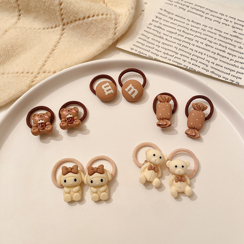 10Children's Hair Accessories Girls' Rubber Bands Do Not Hurt Hair Tie Head Rope Female 2021 New Hair Ring Baby Headdress Cute Hair Rope