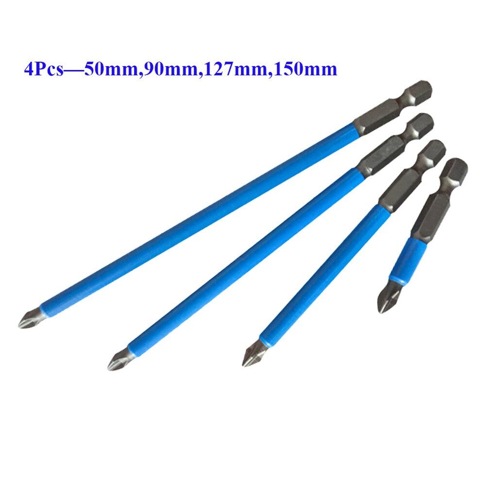 4x Tuốc Nơ Vít Điện Dài PH2 Từ Tính Chuôi Lục Giác 1 4 Chống Trượt 50-150Mm