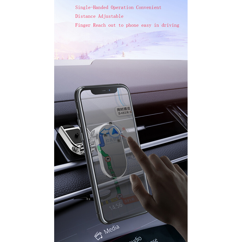 Folding Car Mobile Phone Bracket Base Strong Magnetic Suction 360 Degree Rotating Adjustable Height Air Outlet Navigation Holder