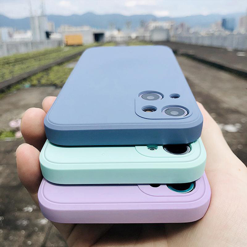 Case For iPhone 11 12 13 Pro Max Case Cover SE2 SE 2020 XS XR 7 8 Plus Soft Liquid Silicon Shockproof Bumper Phone Cases iPhone 12 13