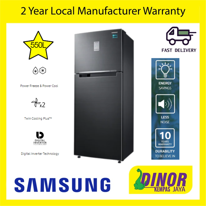 samsung 550l twin cooling plus 2 door fridge rt46k6271bs me