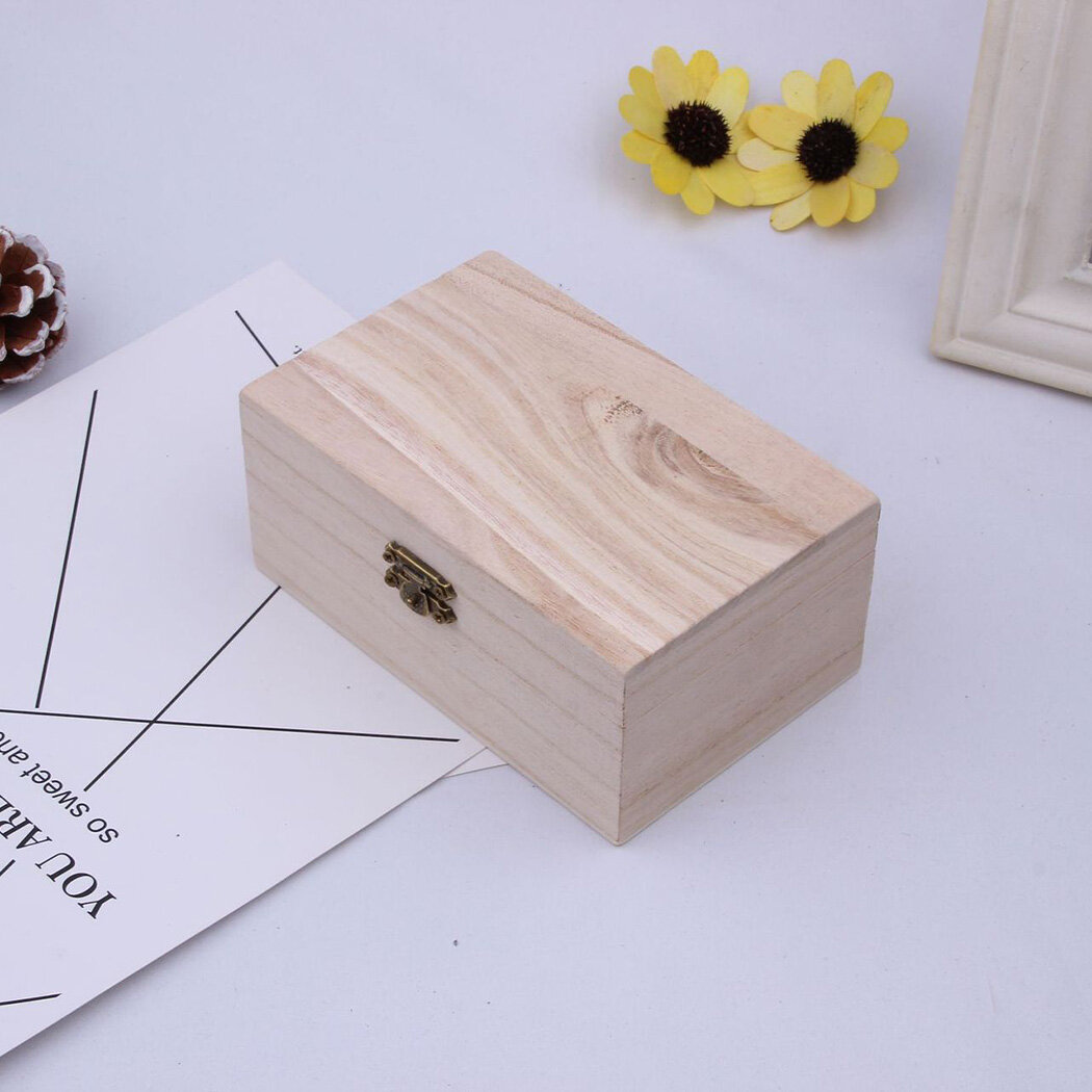 Wooden Boxes Plain Wood Storage Box Case for Jewellery Boxes Craft Gift
