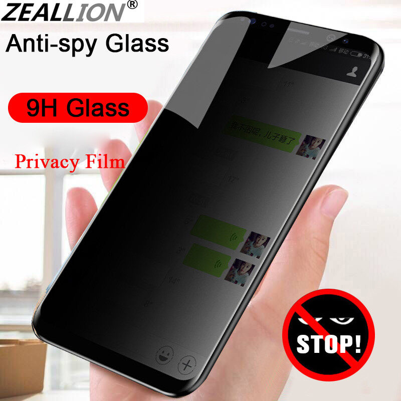 Zeallion 1Pcs Privacy Full Cover Tempered Glass Anti Peeping For Oppo Find X A12 A15 A32 A35 A37 A52 A53 A72 A73 A93 A94 A95 Realme GT Neo2 T C21 C17 C15 C11 Reno 4 5 6 Z 7 8 SE X50 Q3 Pro Lite X7 V3 V5 V11 V15 K9 F19 Privacy Screen Protector Film