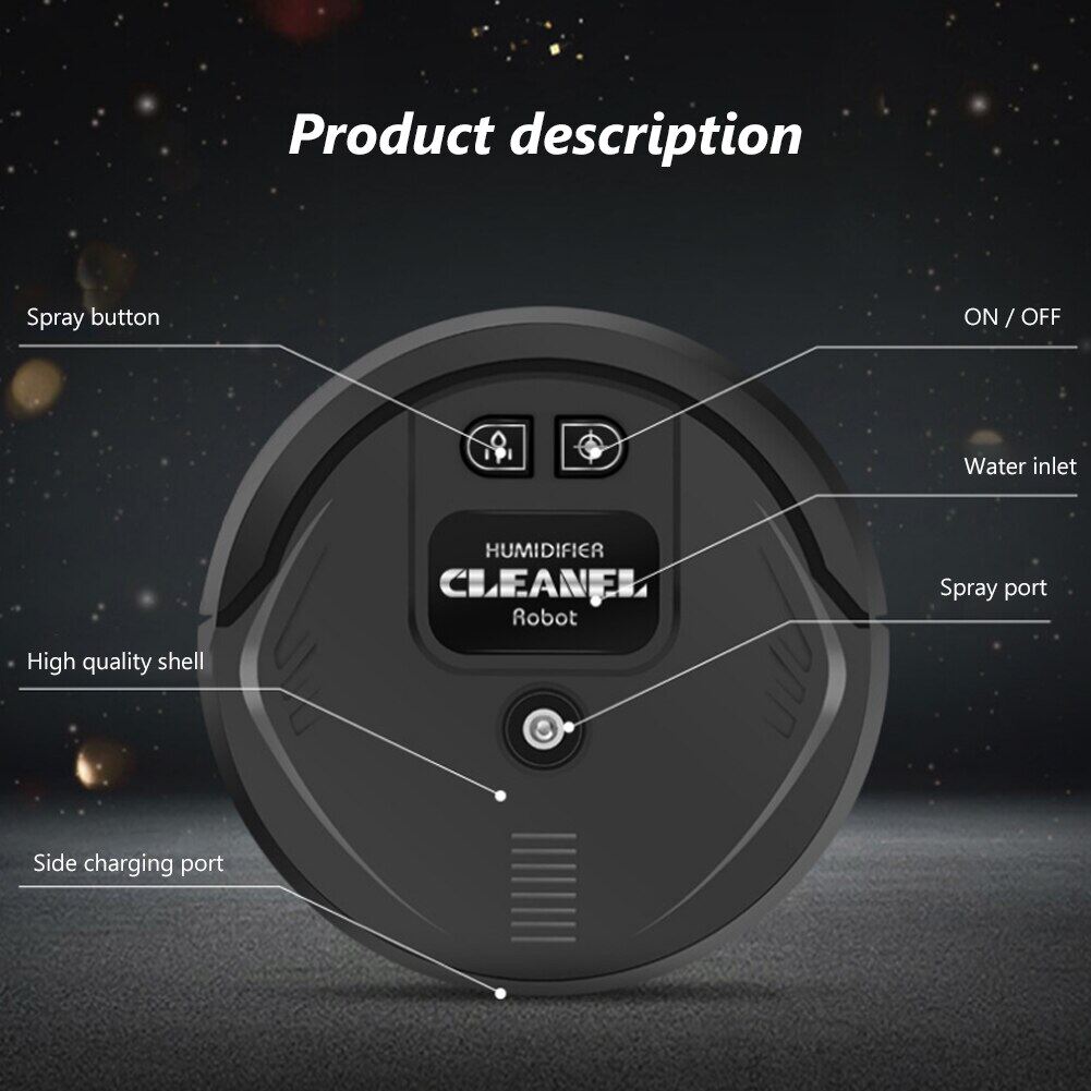 Cordless Cleaning Robot Sweeper Smart Rechargeable Auto Sweeping Robot UV Disinfection Diffuser Strong Suction USB Charging