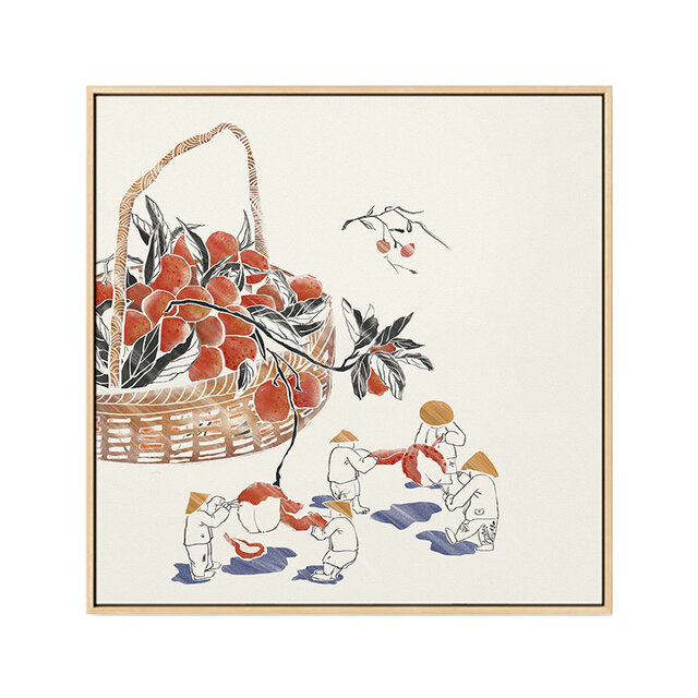 New Chinese Style Barley Litchi Harvest Scenery Canvas Paintings Special Posters Wall Art Pictures for Living Room Study Decor
