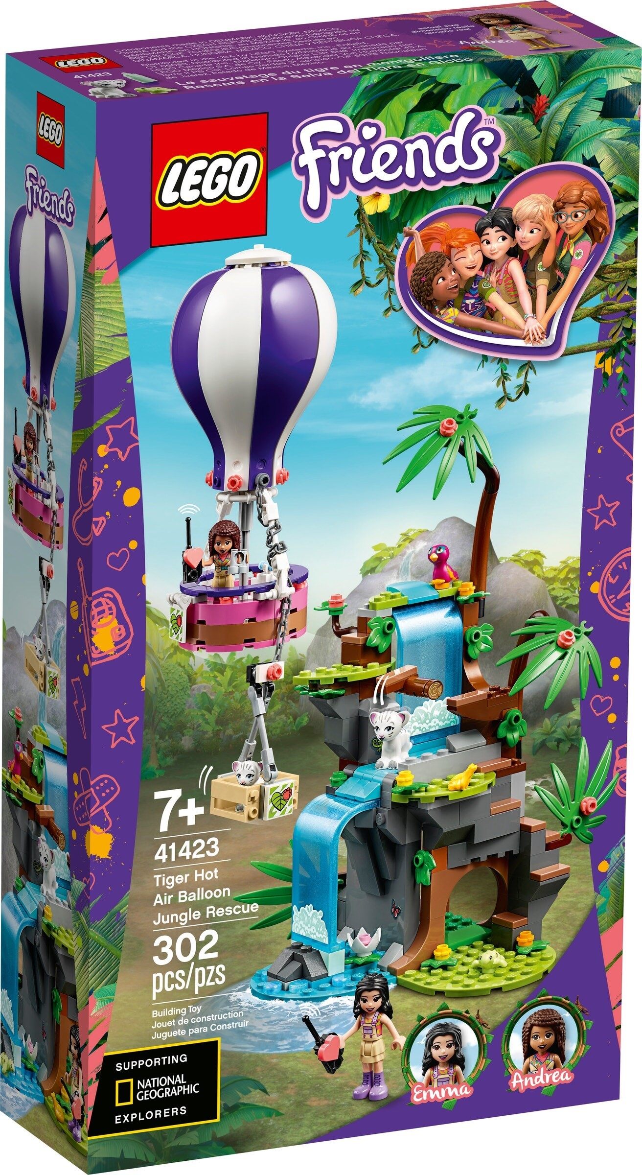 Lego 41423 Friends Tiger Hot Air Balloon Jungle Rescue Lazada