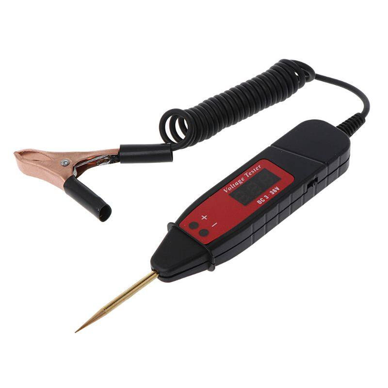 1.65m Spring Line Car Digital LCD Electric Voltage Test Pen Probe Detector Tester With LED Light for Auto Car Testing Tool
