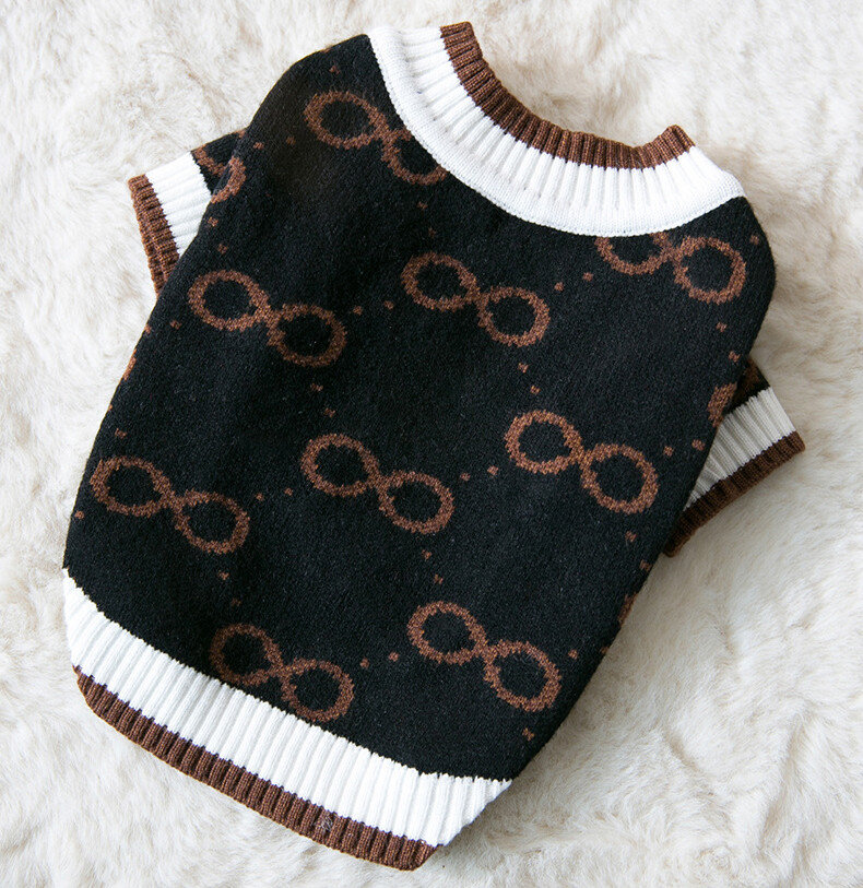 DY Loving Dog Clothes Fashion ∞ Pattern Cardigan Woolen Sweater Keep Warm Coat with Button for Pet Dog Cat Shih tzu within 7.5kg