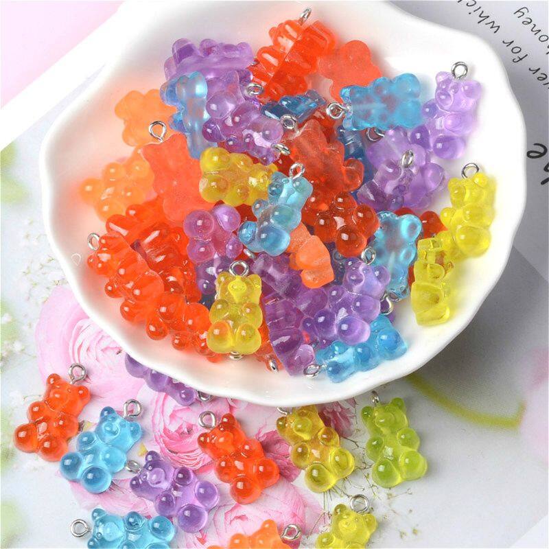 50pcs Candy Bear Cute Resin Beads DIY Patch finces Gummy Earrings Keychain Necklace