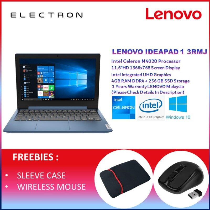 Lenovo IdeaPad 1 11IGL05 81VT003RMJ 11.6 Laptop Ice Blue ( Celeron N4020, 4GB, 256GB SSD, Intel, W10 ) Malaysia