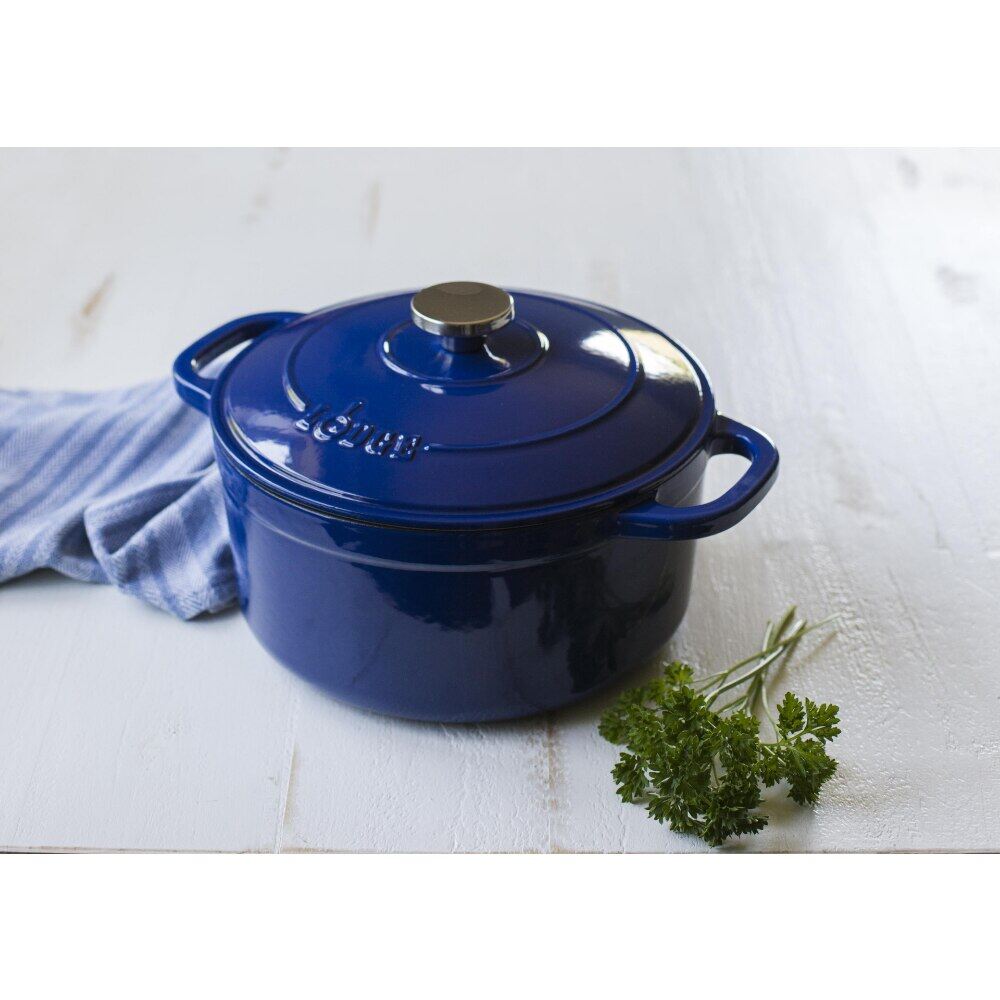 Lodge Cast Iron 5.5 Quart Enameled Dutch Oven, Indigo