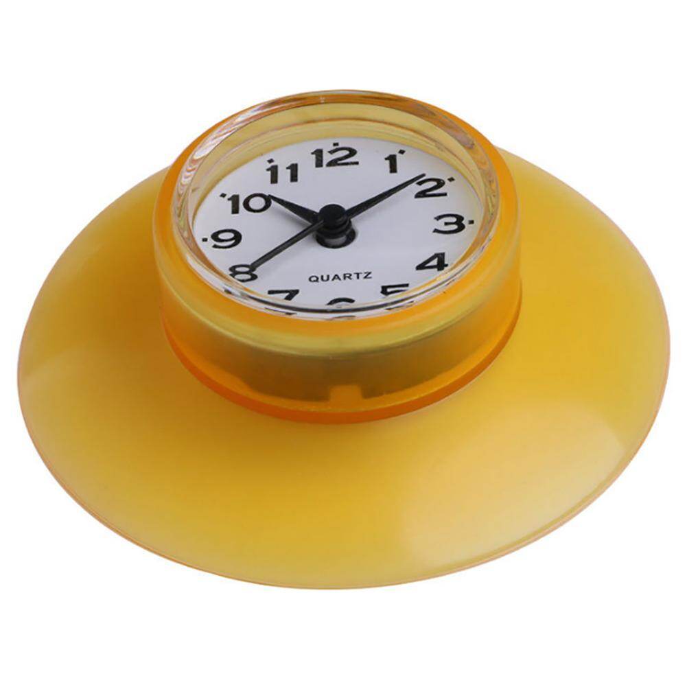 Terylin Waterproof Bathroom Kitchen Round Suction Cup Refrigerator Wall Clock Decoration