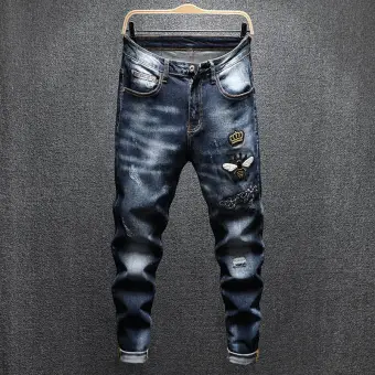 embroidered jeans mens