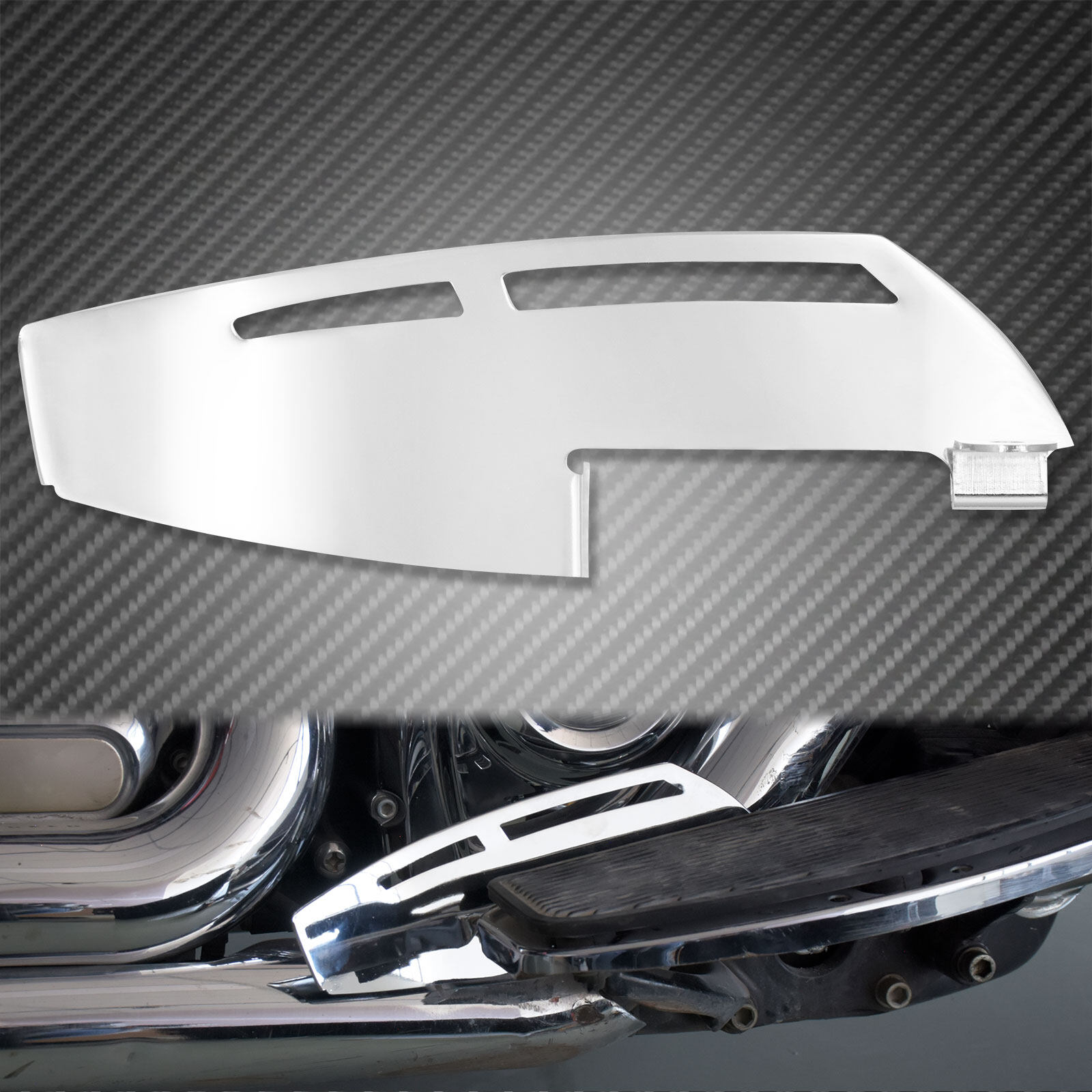 รถจักรยานยนต์ Driver Floorboard Footboard Heel Guard สีดำ/chrome สำหรับ