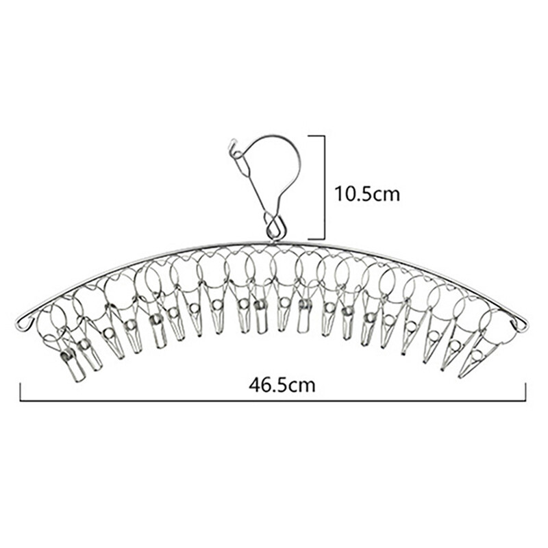 Xuyongming 6-20 Pegs Stainless Steel Clothes Drying Hanger Windproof Clothing Rack Clips Sock Laundry Airer Hanger Underwear Socks Holder